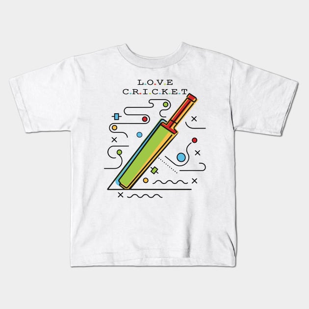 Love Cricket Kids T-Shirt by Fashioned by You, Created by Me A.zed